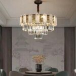 D0107 Dutti LED Bronze Crystal Modern Chandelier for Dining Room, Restaurant, Showroom, Ballroom