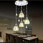 Dutti D0009 LED Chandelier Three European-style Restaurant lights Crystal dining room chandelier modern minimalist creative single head bar lamp Lotus disc 4 head