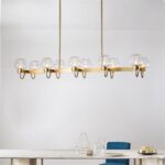 Dutti D0015 LED chandelier kitchen island Post-modern creative art personality lighting luxury metal model room lamp led living room showroom bar Pendant Light10 head golden body transparent lampshade